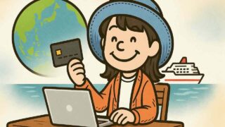 青い帽子とオレンジのカーディガンを着たAppyがクレジットカードを持って笑顔で紹介している。