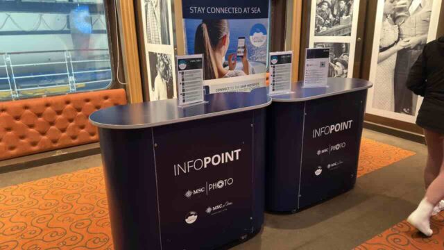 MSCスプレンディダ船内7階フォトショップ内のWi-Fi購入カウンター（INFOPOINT）