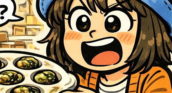 ピースボートの船内レストランで提供されたエスカルゴが予想以上に美味しく、思わず何度も注文した体験を描いた4コマ漫画のアイキャッチ