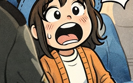 エジプトの砂漠を走るバスで居眠りしていたら「到着でーす！」で飛び起きるAppyの4コマ漫画のアイキャッチ（景色ずっと同じ・もう少し寝たかった）