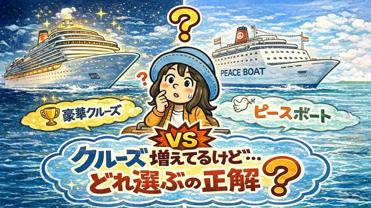 クルーズ増えてる？豪華クルーズとピースボートで迷うイメージ