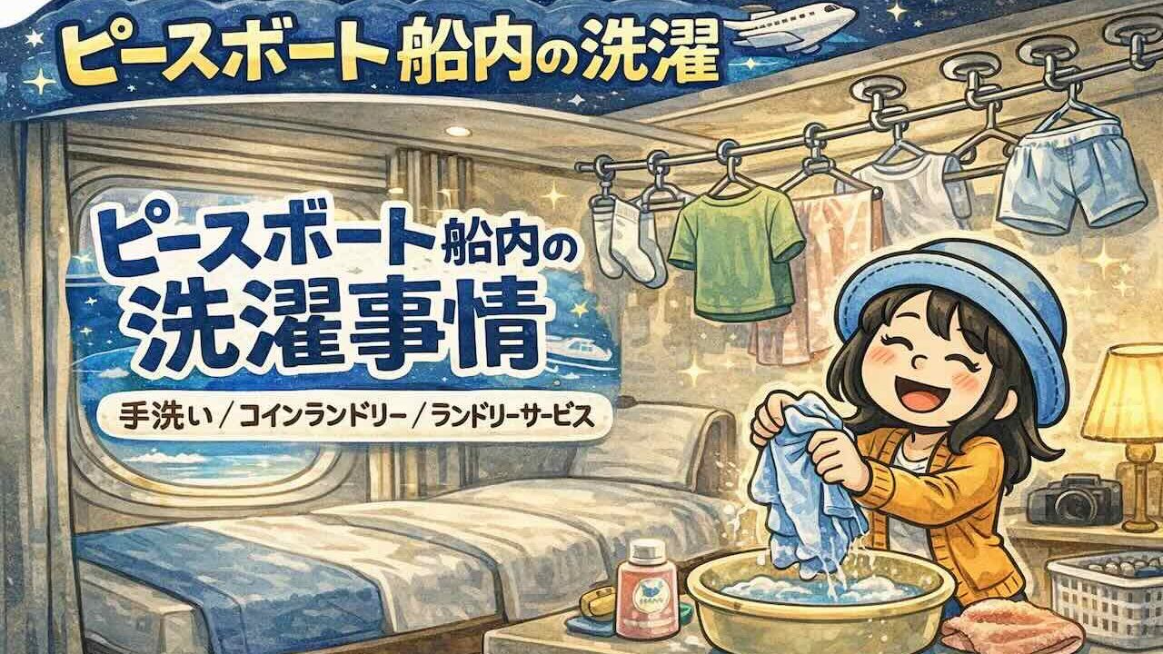 ピースボート船内の洗濯事情｜手洗い・コインランドリー・ランドリーサービスのイメージイラスト