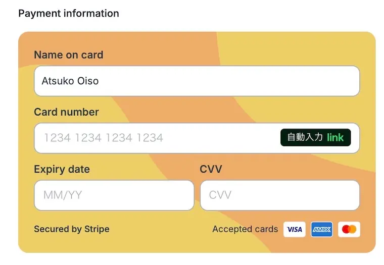 SafetyWingの支払い画面｜クレジットカード（VISA・AMEX・Mastercard）対応でStripe決済