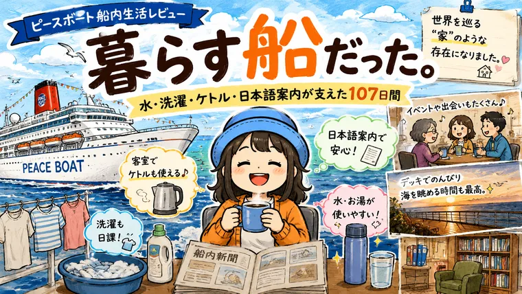 ピースボートで107日間暮らした船内生活を振り返るAppyのイラスト