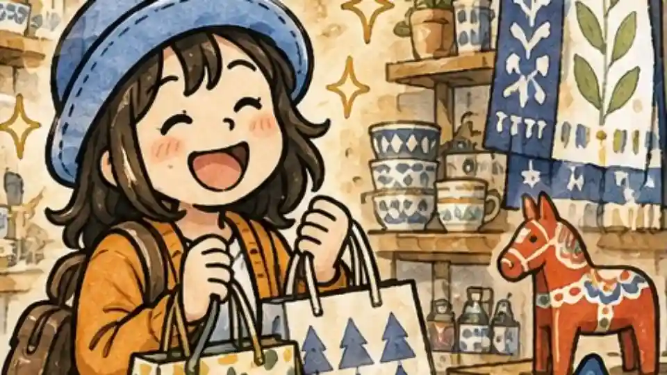 北欧雑貨店で買い物袋を抱えるAppyの漫画アイキャッチ